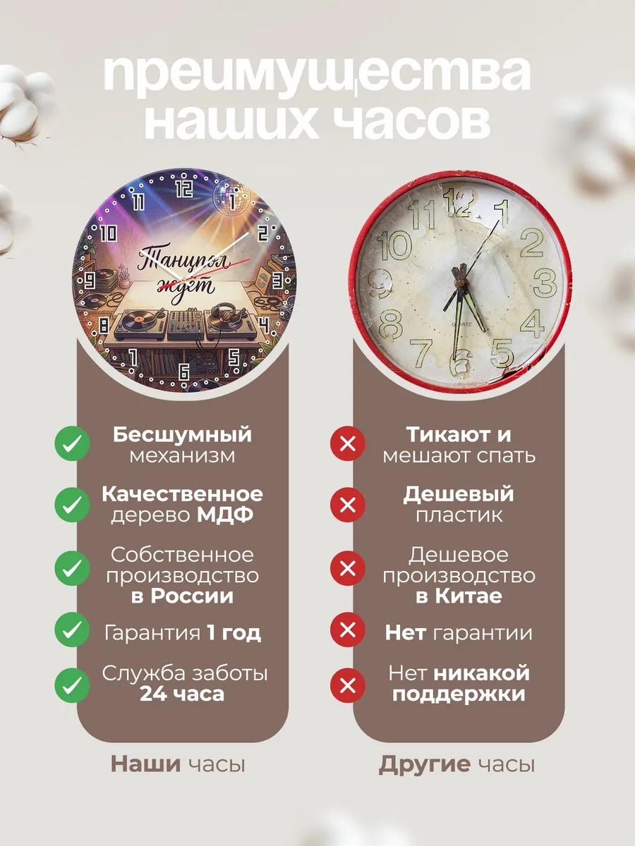 Часы настенные бесшумные Диджей пульт 33 см — фото 10