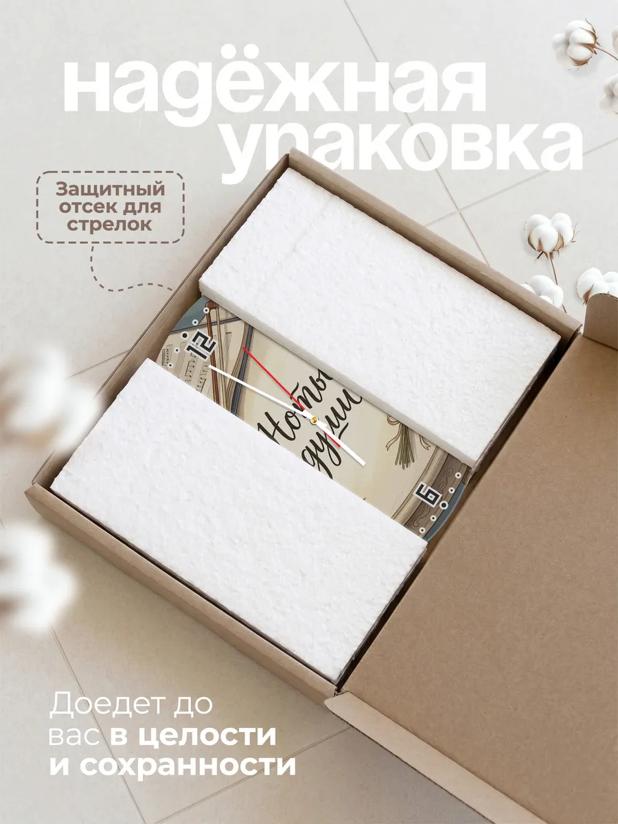 Часы настенные бесшумные Ноты души партитура 33 см — фото 9