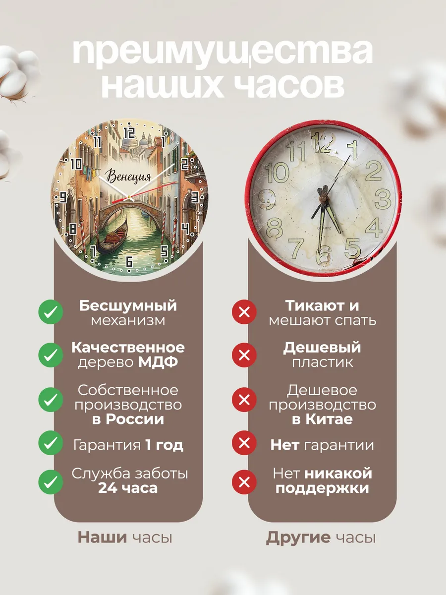 Часы настенные бесшумные Венеция 33 см — фото 10
