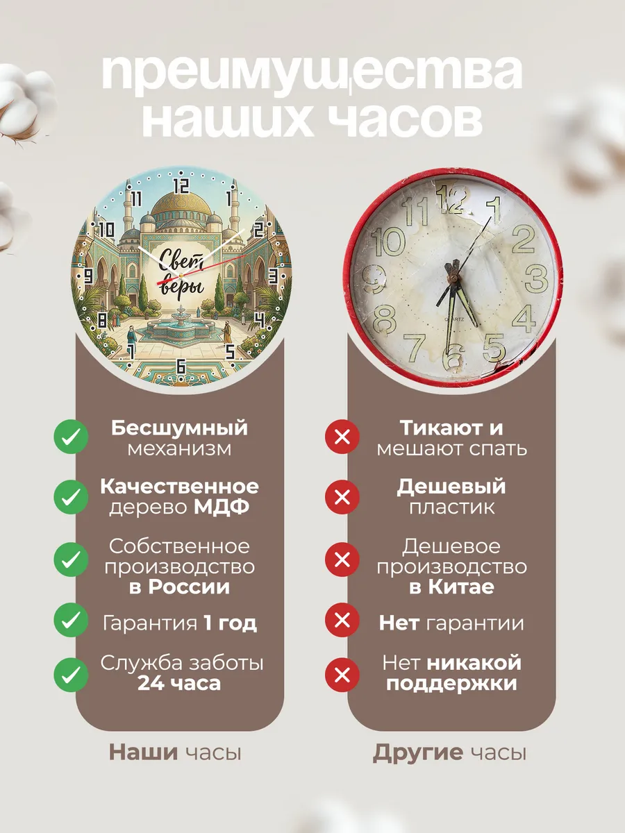 Часы настенные бесшумные Мечеть 33 см — фото 10