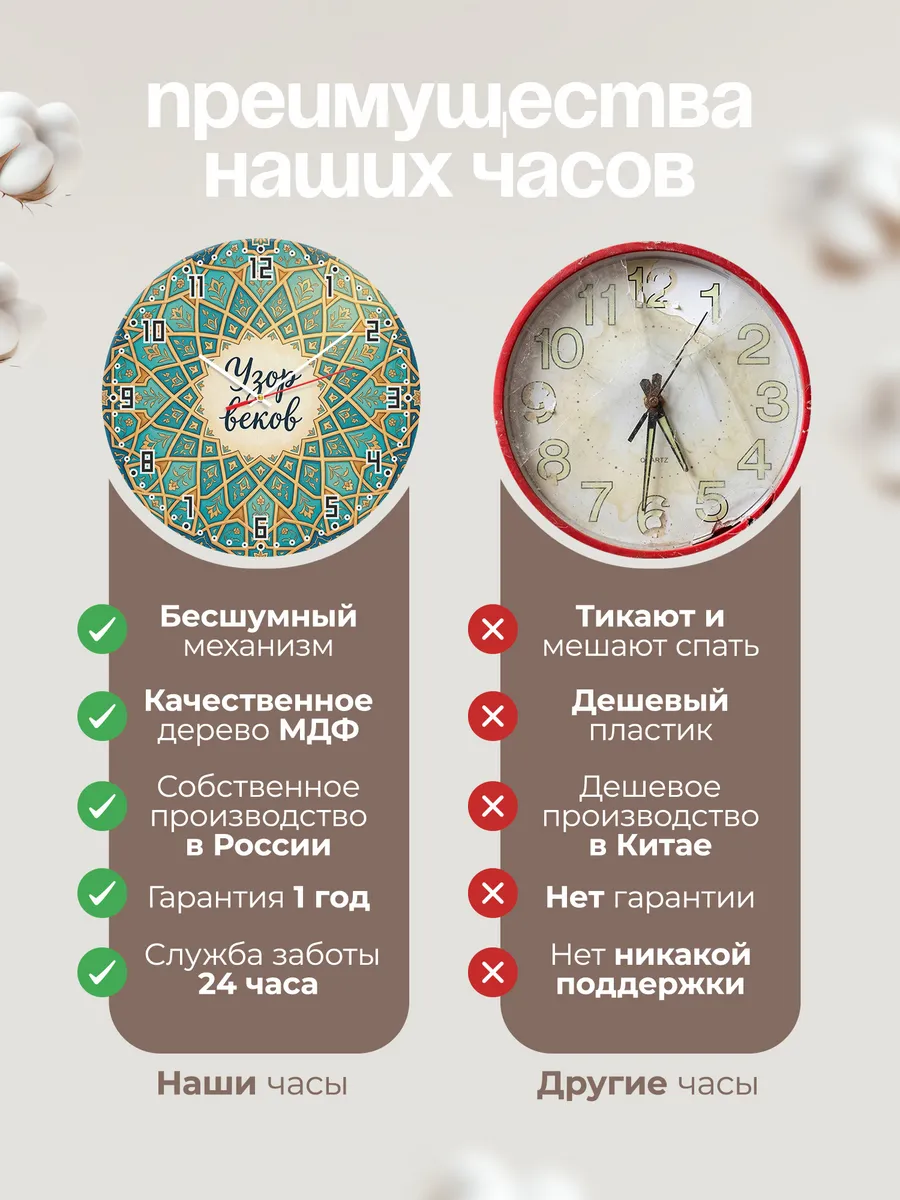 Часы настенные бесшумные Восточный орнамент 33 см — фото 10