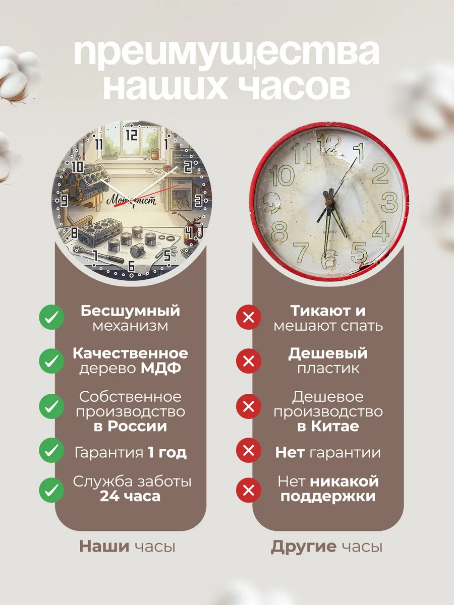 Часы настенные бесшумные Моторист двигатель стенд 33 см — фото 10