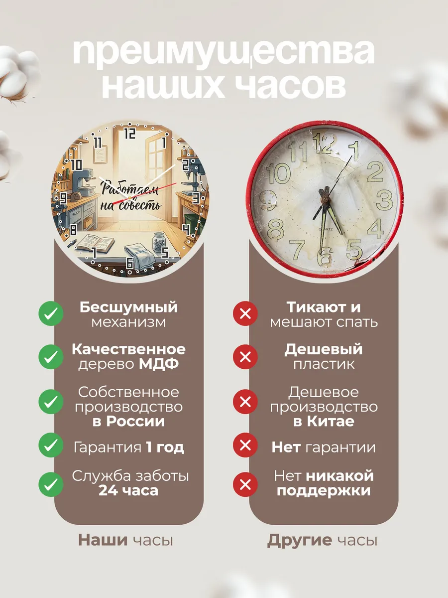 Часы настенные бесшумные Работаем на совесть цех 33 см — фото 10