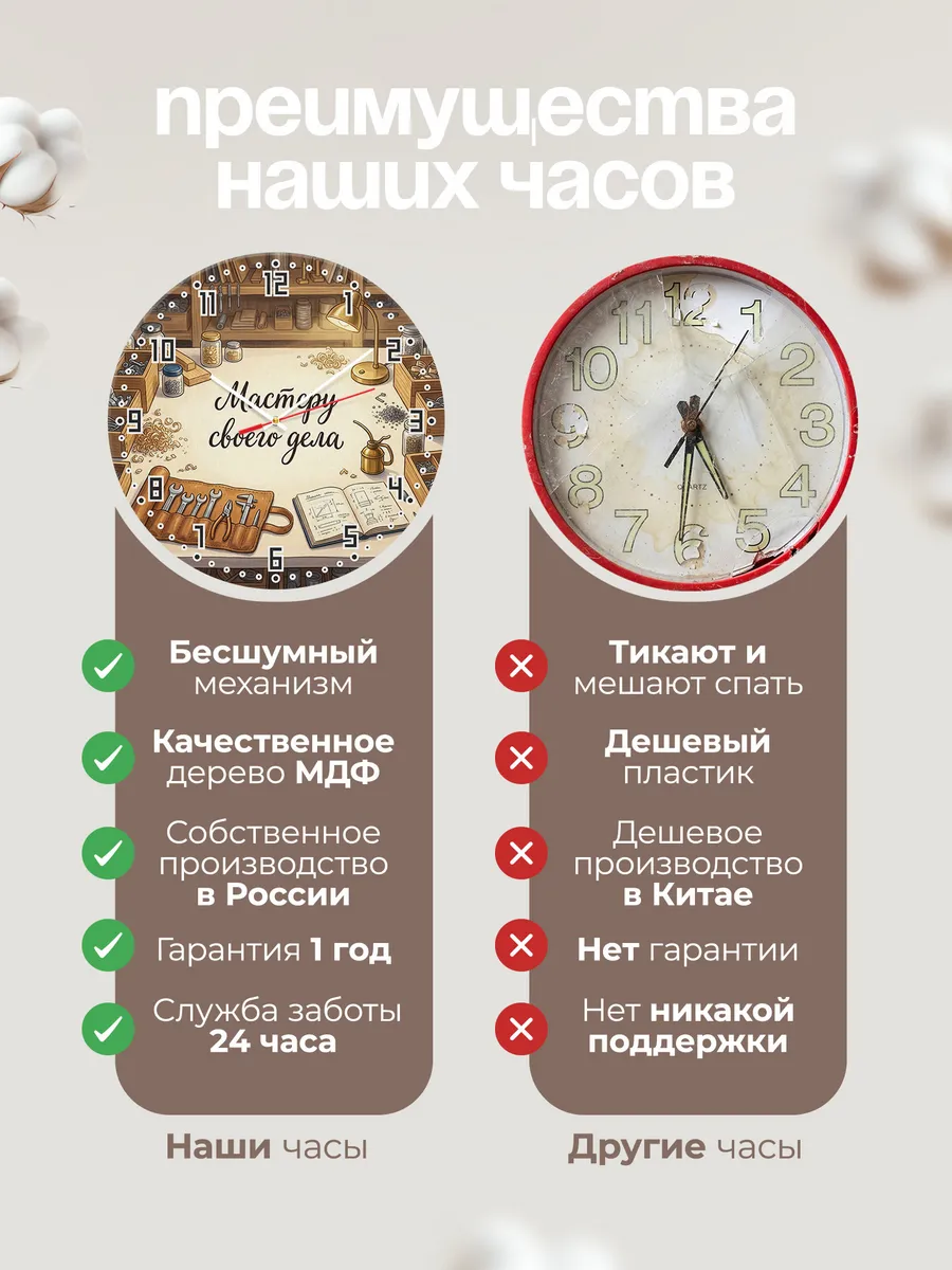 Часы настенные бесшумные Мастеру своего дела ключи 33 см — фото 10