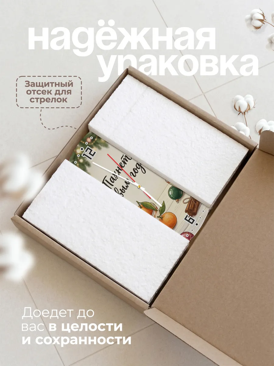Часы настенные бесшумные Пахнет Новым годом мандарины 33 см — фото 9