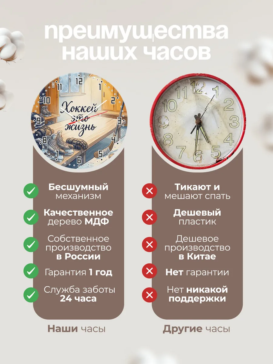 Часы настенные бесшумные Хоккей это жизнь сыну 33 см — фото 10