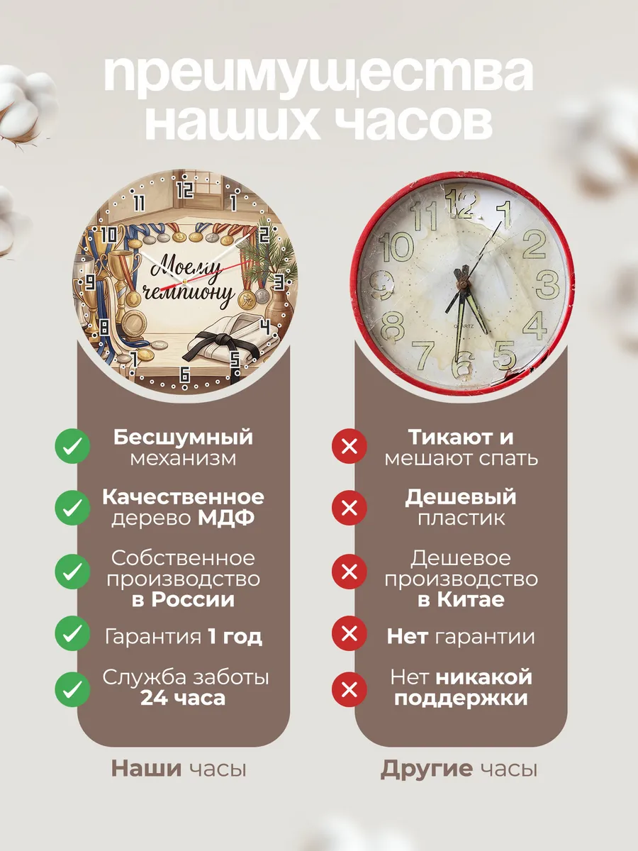 Часы настенные бесшумные Моему чемпиону Дзюдо подарок 33 см — фото 10
