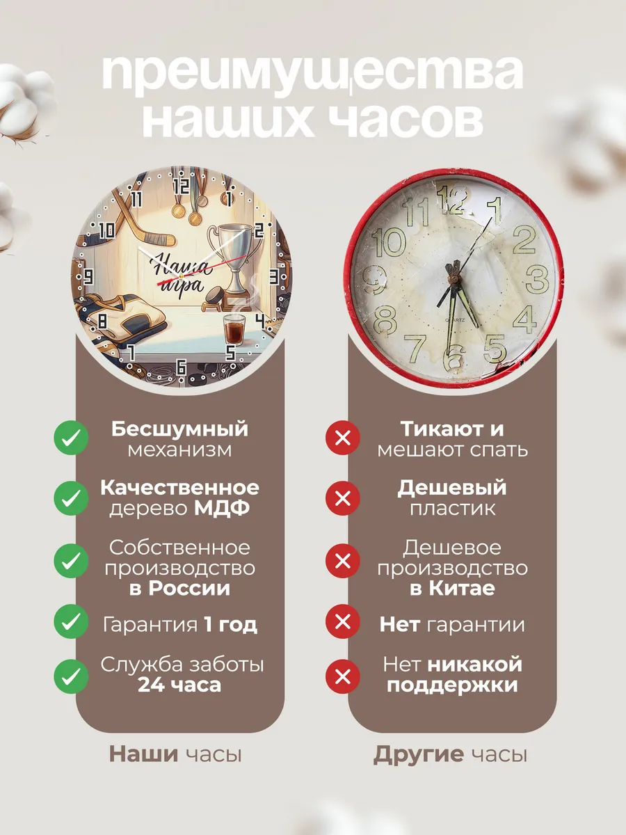 Часы настенные бесшумные Наша игра Хоккей тренеру 33 см — фото 10