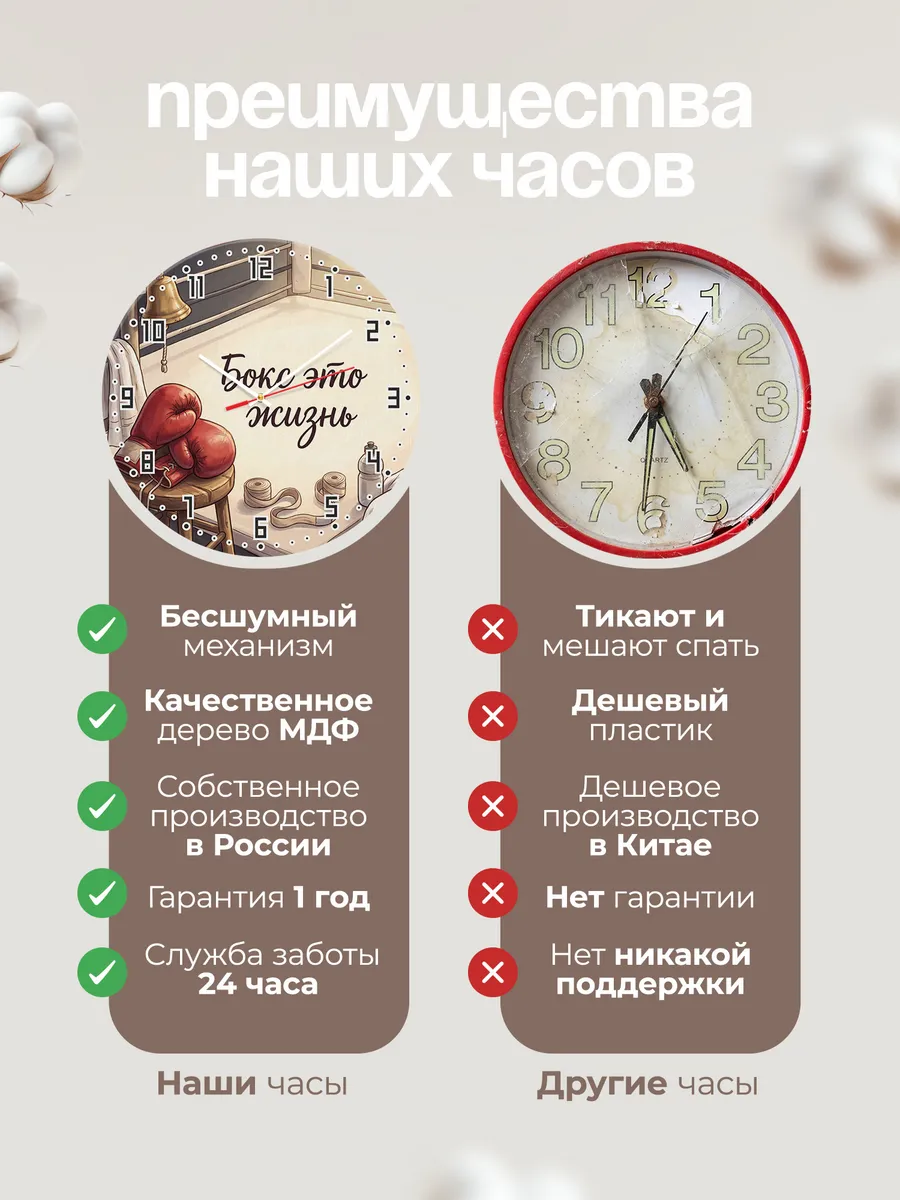 Часы настенные бесшумные Бокс это жизнь подарок сыну 33 см — фото 10