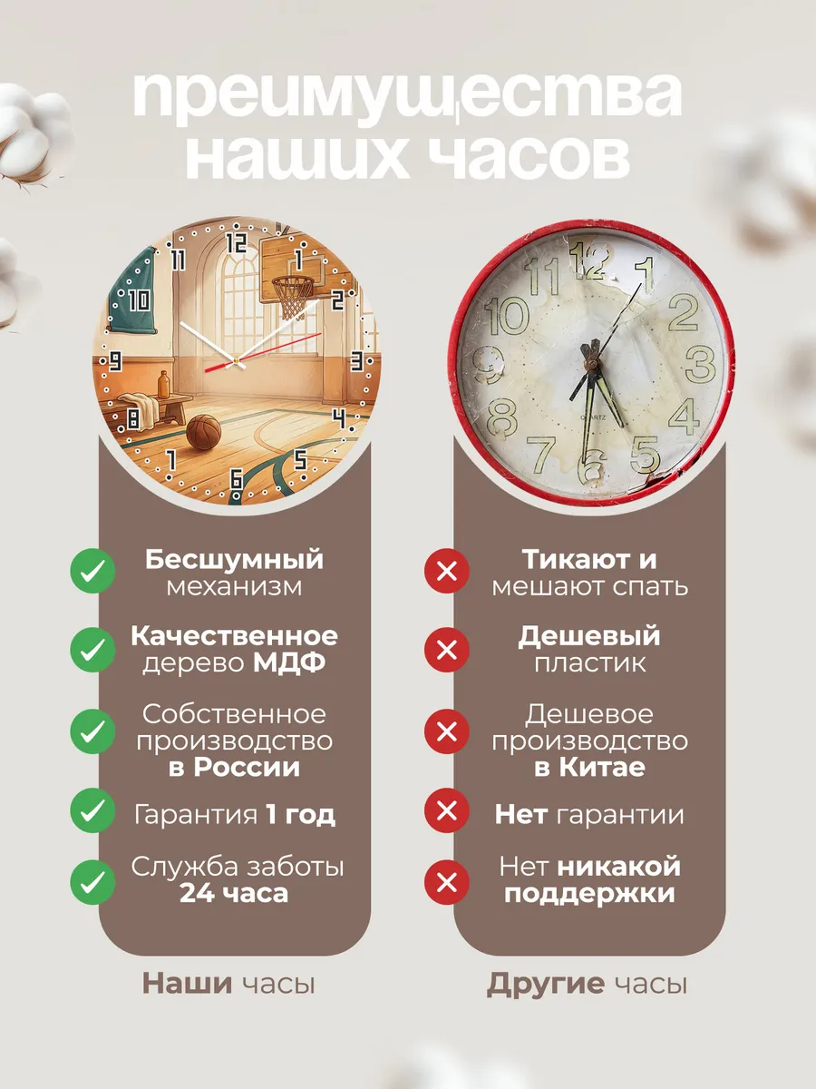Часы настенные бесшумные Баскетбол подарок сыну 33 см — фото 10