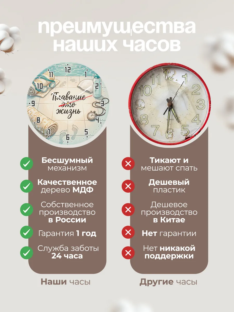 Часы настенные бесшумные Плавание это жизнь пловцу 33 см — фото 10