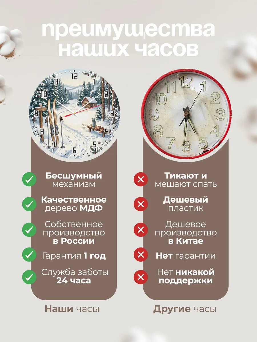 Часы настенные бесшумные Лыжи подарок лыжнику 33 см — фото 10