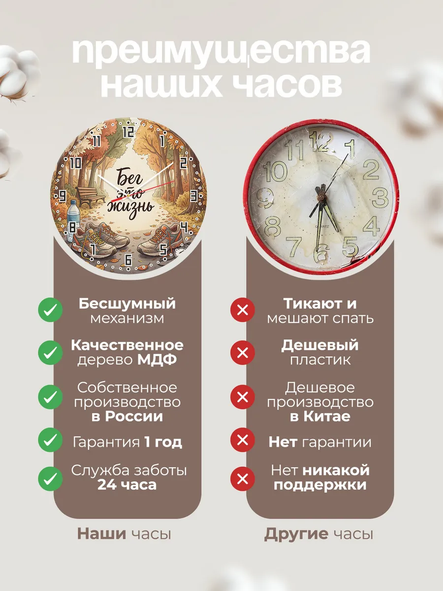 Часы настенные бесшумные Бег это жизнь подарок Бегуну 33 см — фото 10