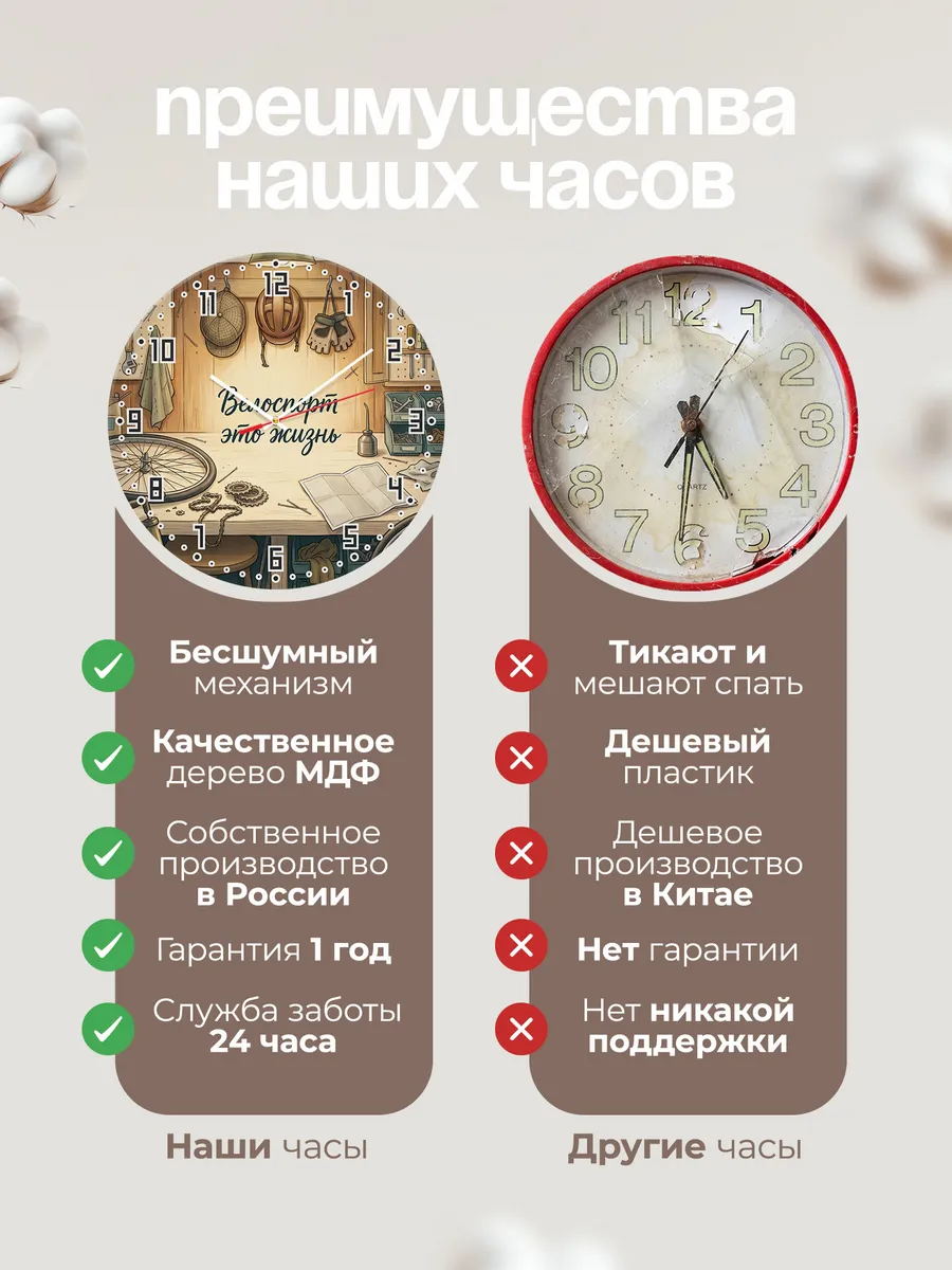 Часы настенные бесшумные Велоспорт это жизнь мужчине 33 см — фото 10