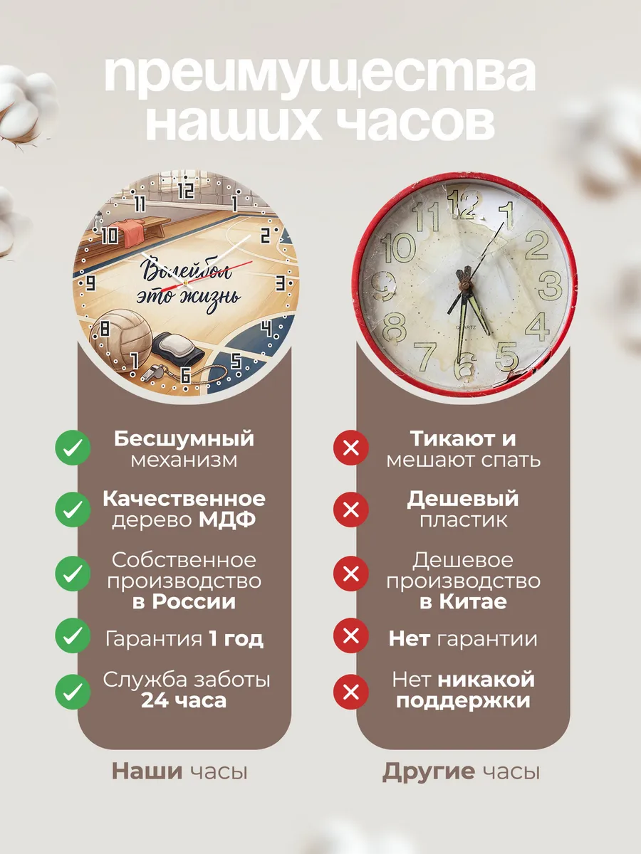 Часы настенные бесшумные Волейбол это жизнь игроку 33 см — фото 10