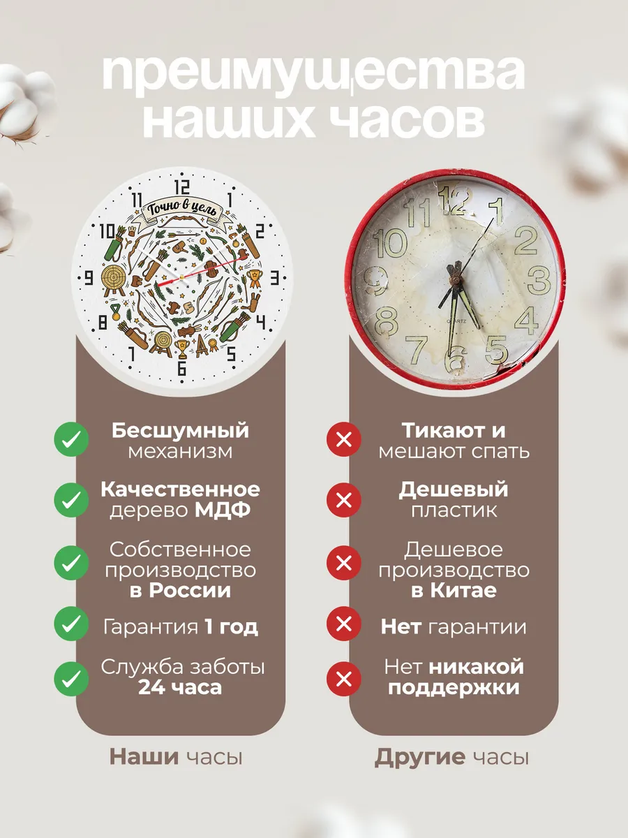 Часы настенные бесшумные Точно в цель лучнику 33 см — фото 10