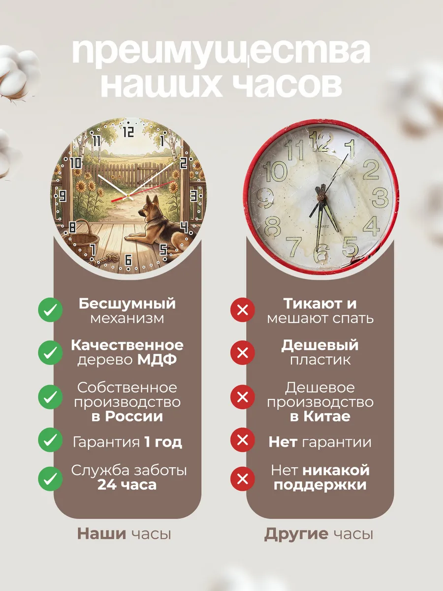 Часы настенные бесшумные Овчарка подарок собаководу 33 см — фото 10