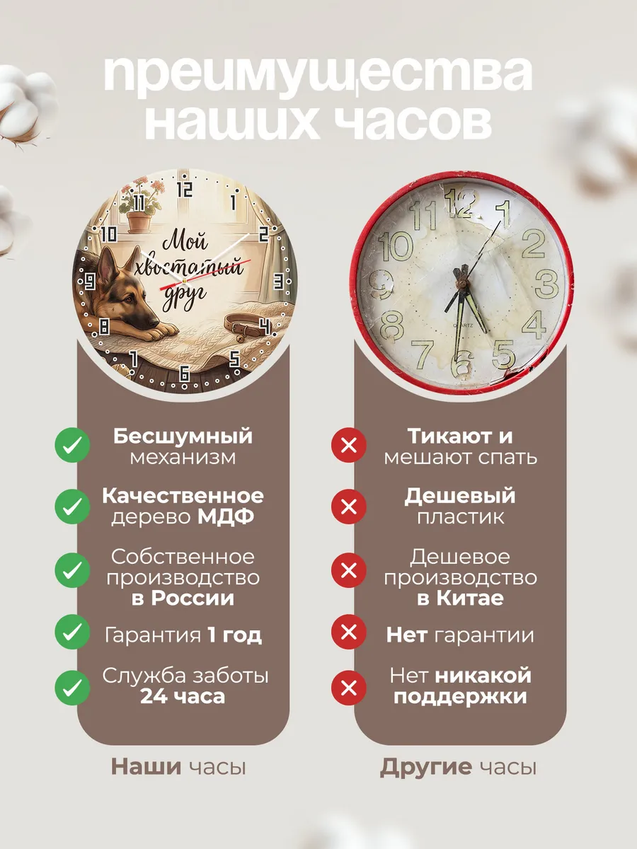 Часы настенные бесшумные Мой хвостатый друг собачнику 33 см — фото 10