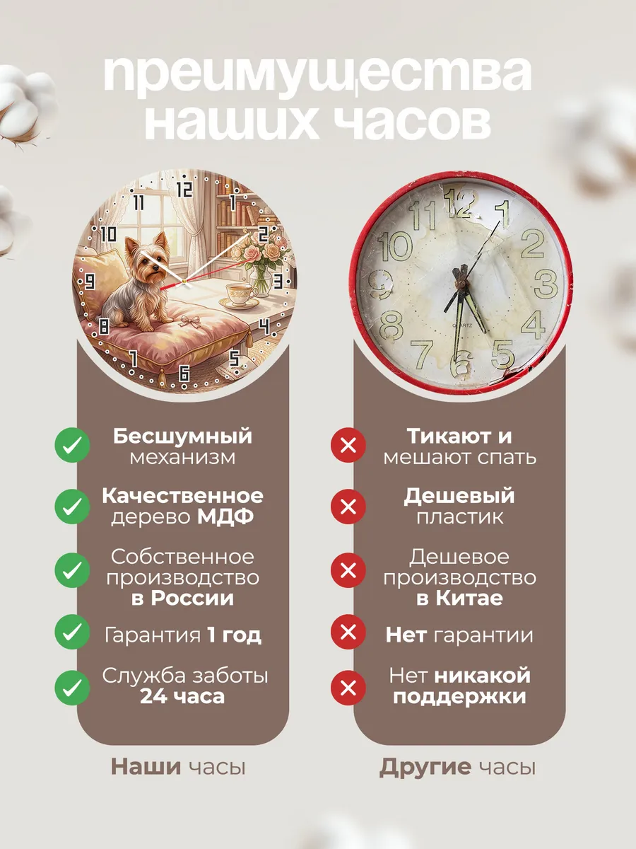Часы настенные бесшумные Йорк у окна подарок хозяйке 33 см — фото 10