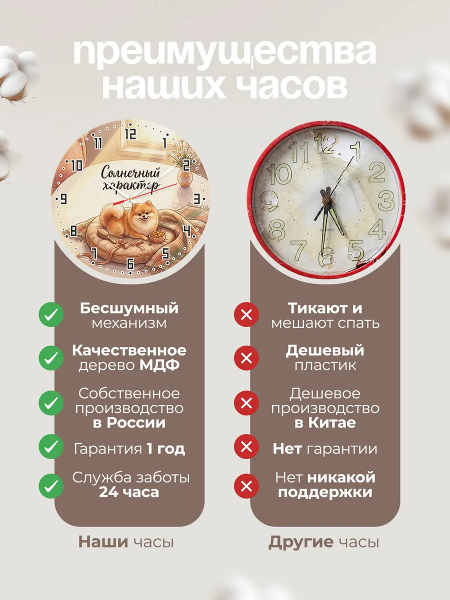 Часы настенные бесшумные Солнечный характер подруге 33 см — фото 10