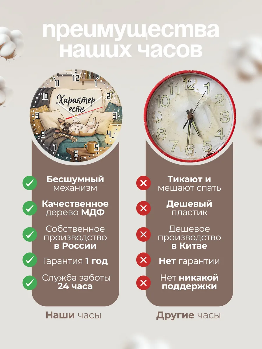 Часы настенные бесшумные Характер есть Бульдог другу 33 см — фото 10