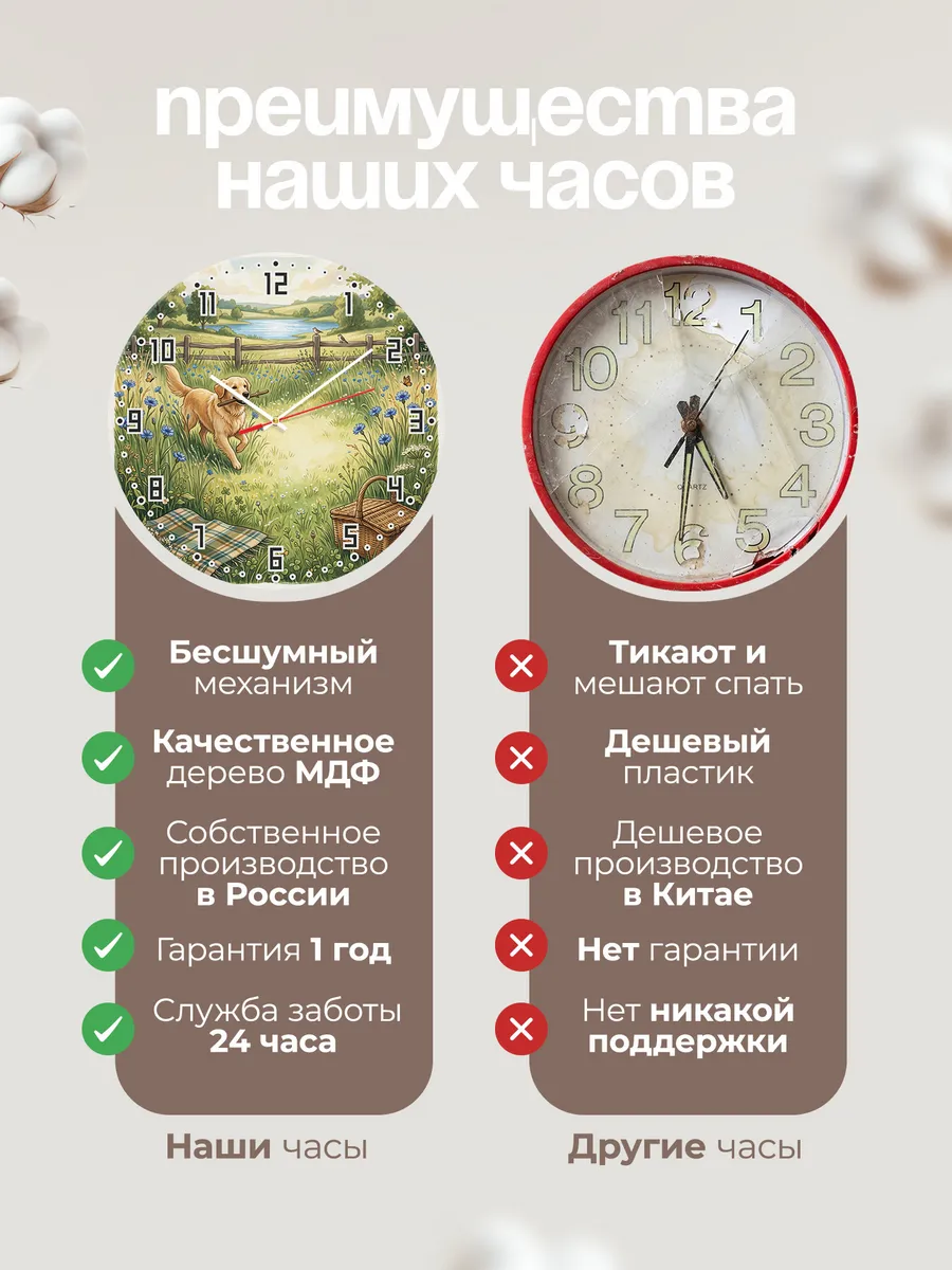 Часы настенные бесшумные Золотистый Ретривер подарок 33 см — фото 10