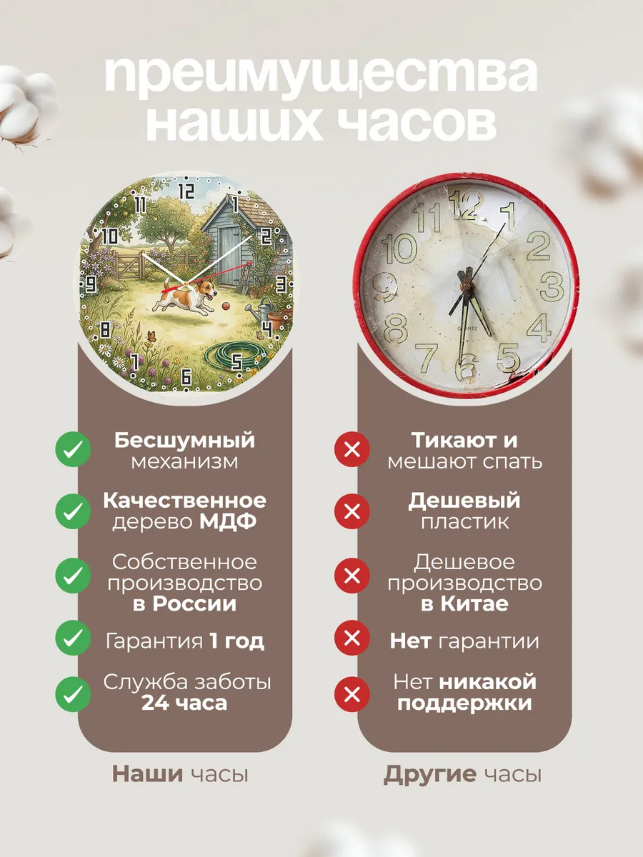 Часы настенные бесшумные Джек Рассел подарок собачнику 33 см — фото 10