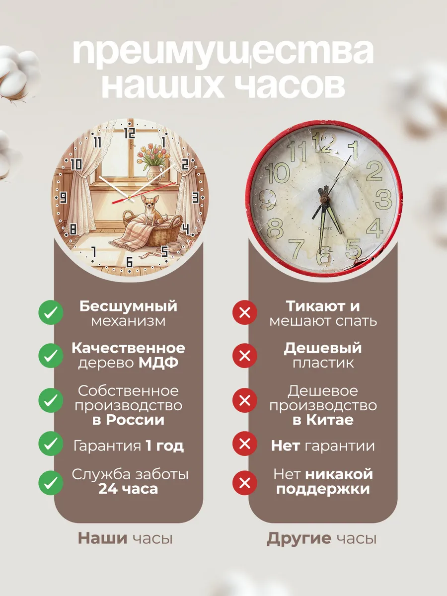 Часы настенные бесшумные Чихуахуа подарок хозяйке 33 см — фото 10
