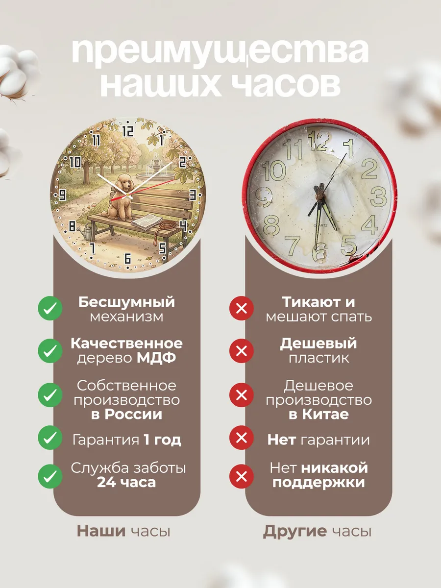 Часы настенные бесшумные Пудель подарок хозяйке 33 см — фото 10