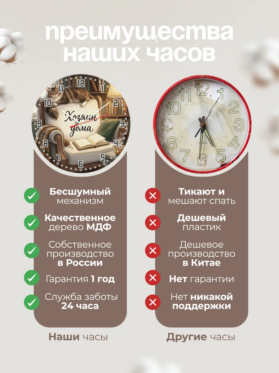 Часы настенные бесшумные Хозяин дома подарок мужу 33 см — фото 10