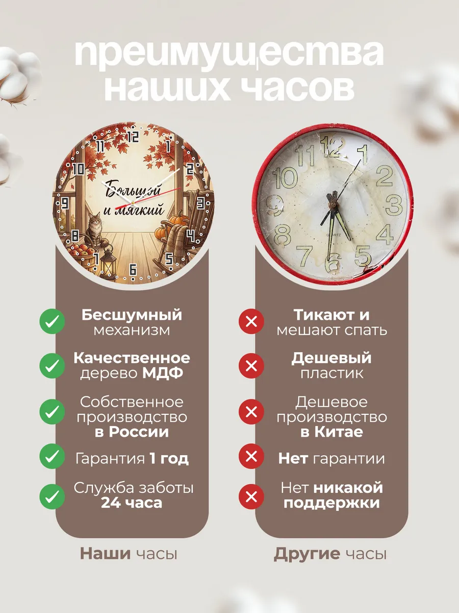 Часы настенные бесшумные Большой и мягкий подарок папе 33 см — фото 10