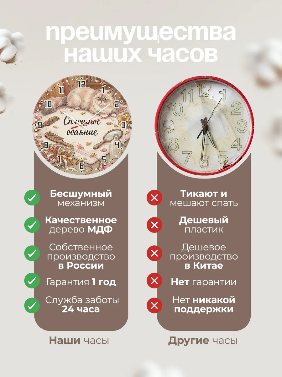 Часы настенные бесшумные Сплошное обаяние подарок 33 см — фото 10