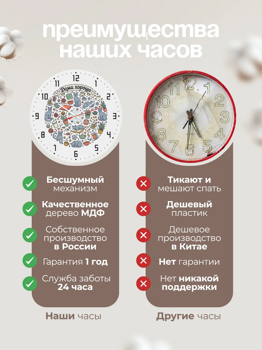 Часы настенные бесшумные Дома хорошо подарок сестре 33 см — фото 10