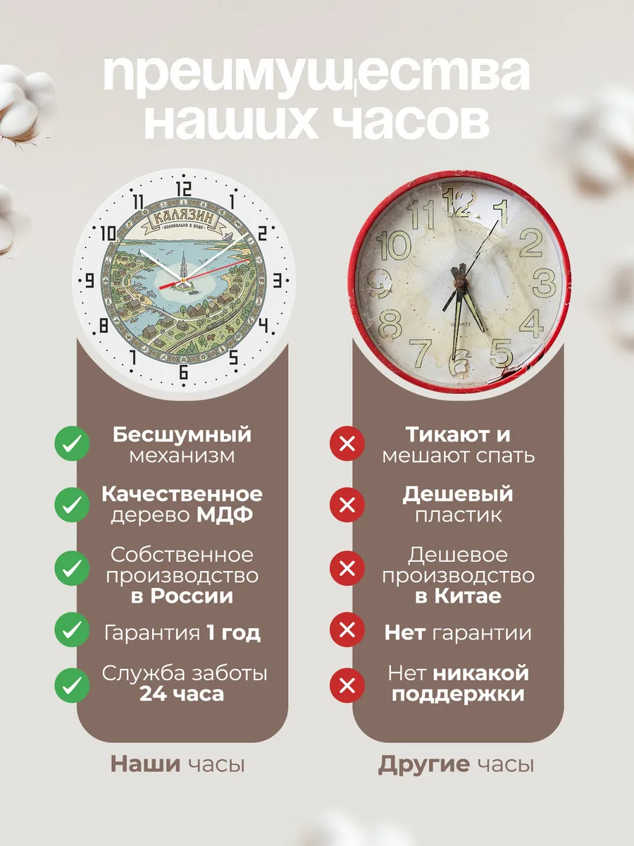 Часы настенные бесшумные Калязин 33 см — фото 10