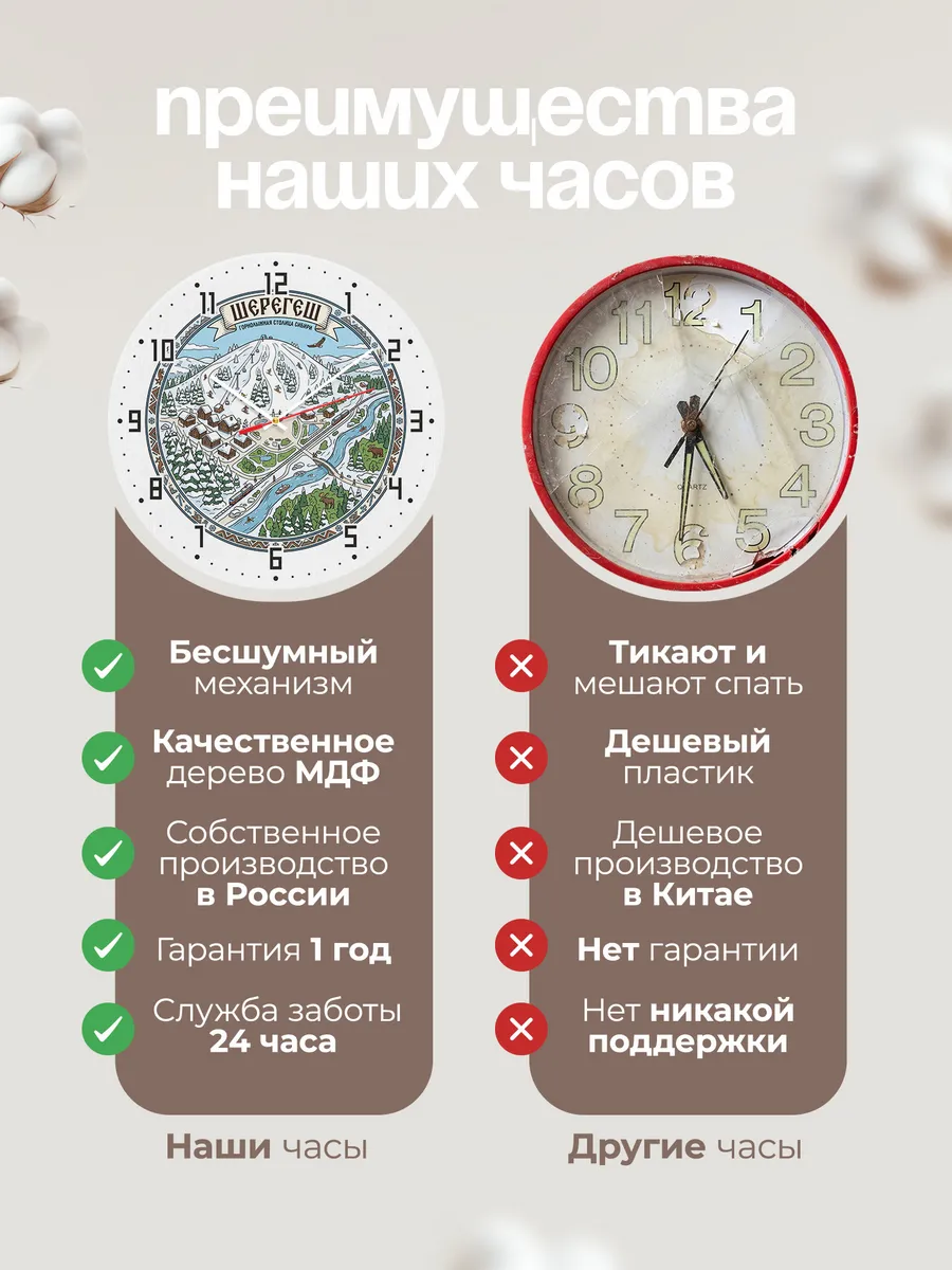 Часы настенные бесшумные Шерегеш 33 см — фото 10