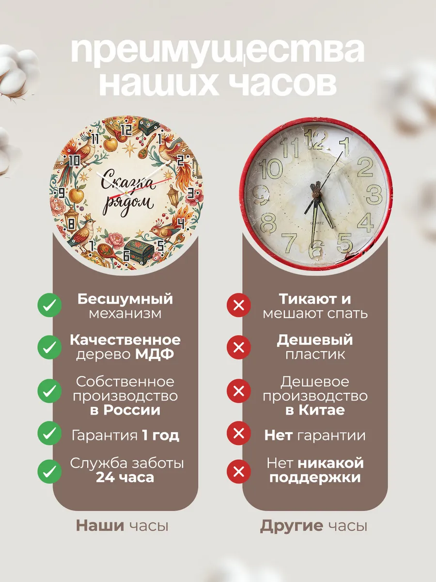 Часы настенные бесшумные Сказка рядом 33 см — фото 10