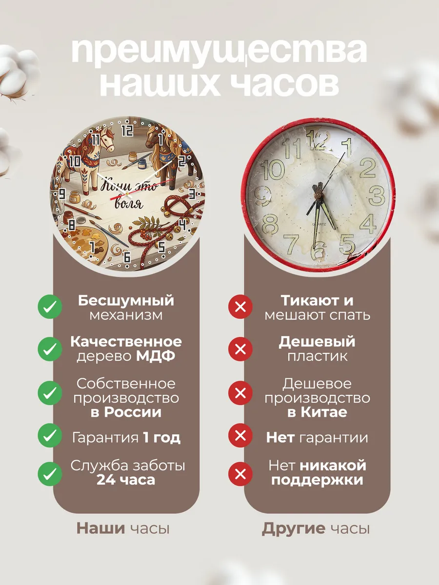 Часы настенные бесшумные Кони это воля 33 см — фото 10