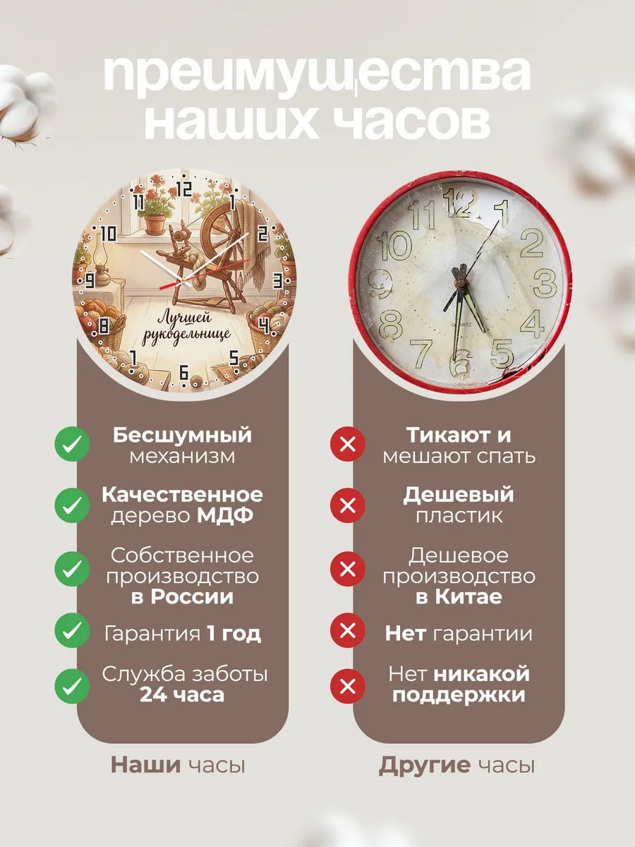 Часы настенные бесшумные Лучшей рукодельнице 33 см — фото 10