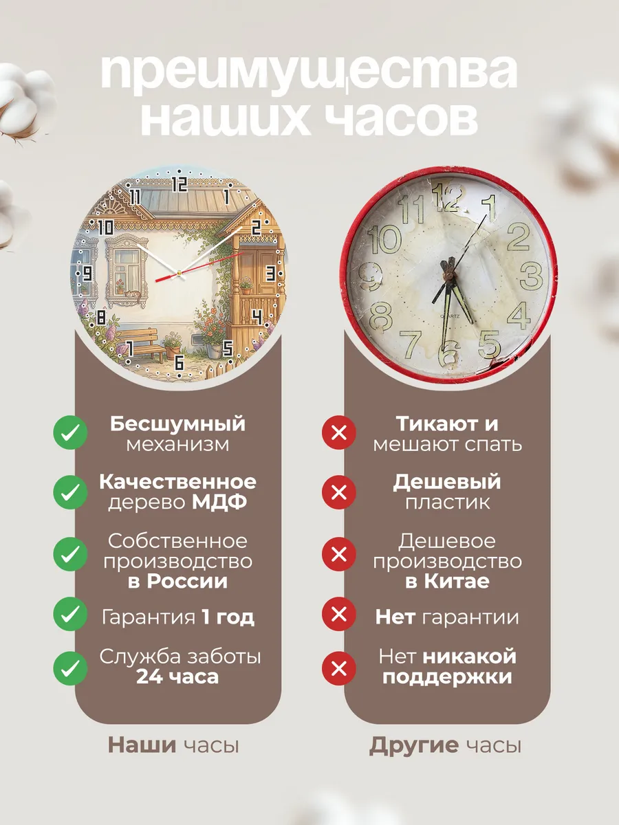 Часы настенные бесшумные Резьба 33 см — фото 10