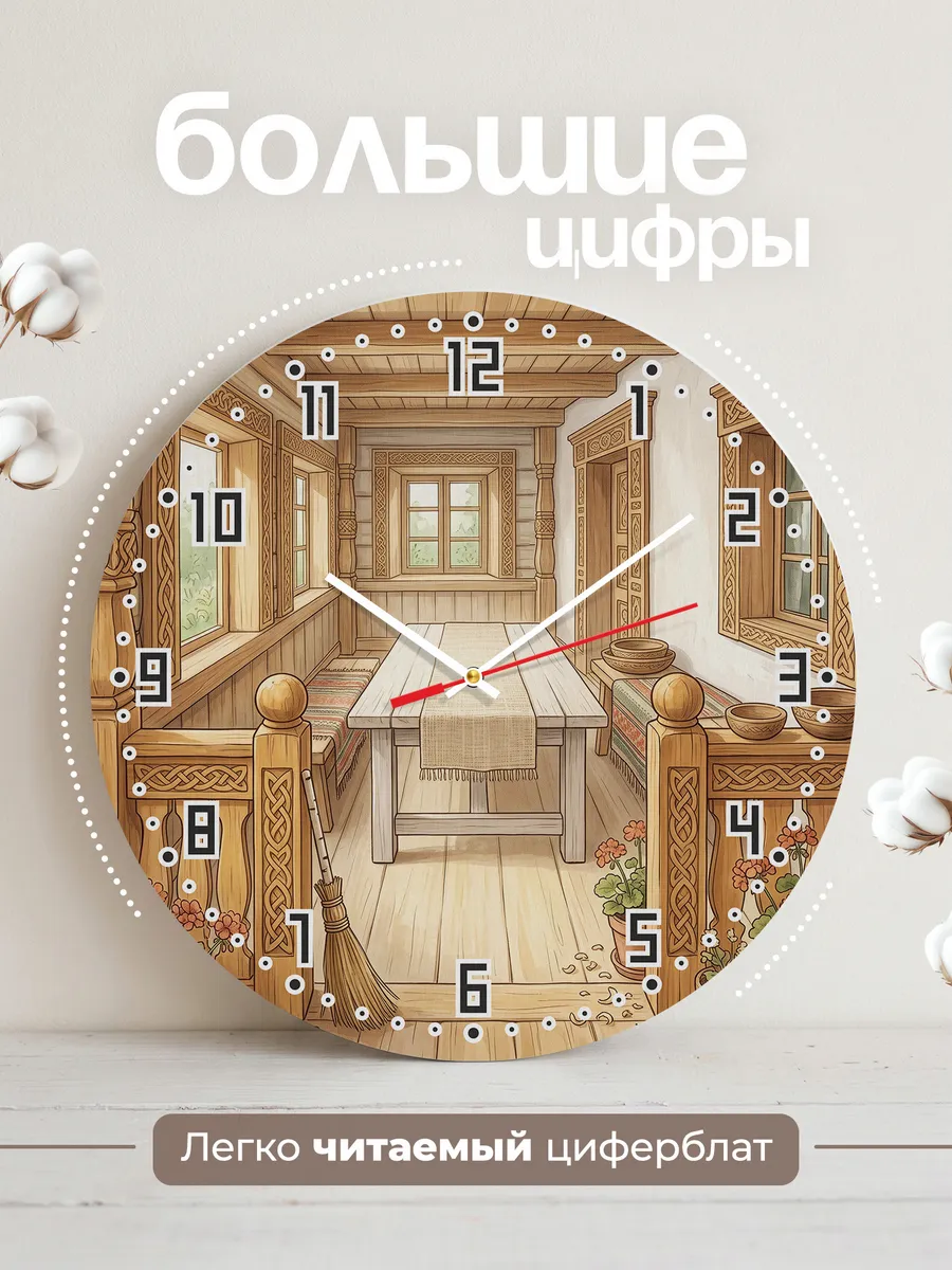 Часы настенные бесшумные Плетёнка 33 см — фото 2