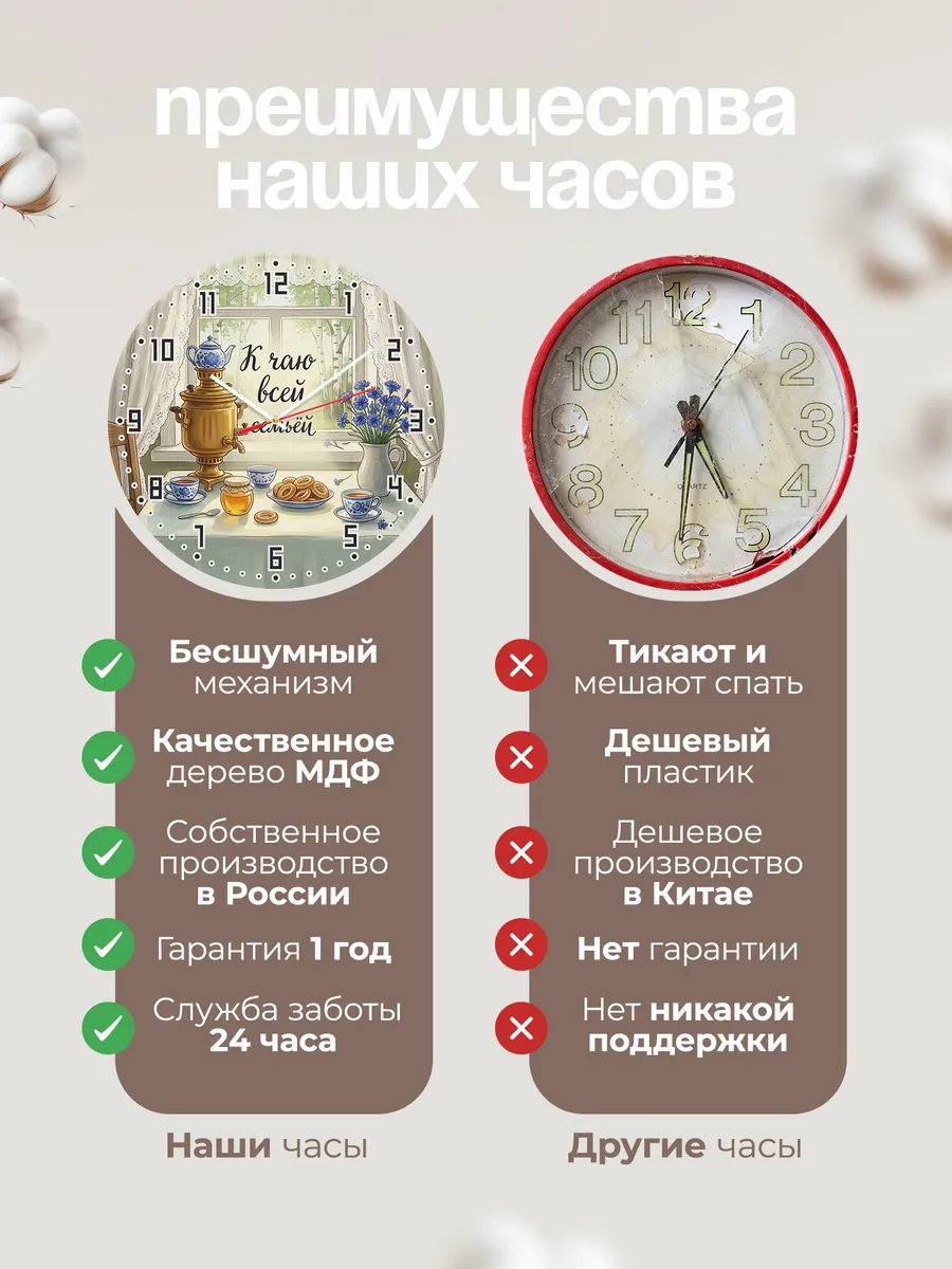Часы настенные бесшумные К чаю всей семьёй 33 см — фото 10