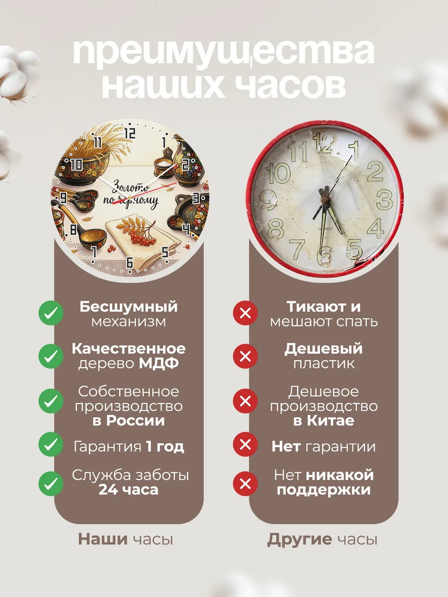 Часы настенные бесшумные Золото по чёрному 33 см — фото 10
