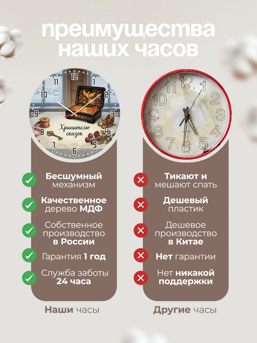 Часы настенные бесшумные Хранителю сказок 33 см — фото 10