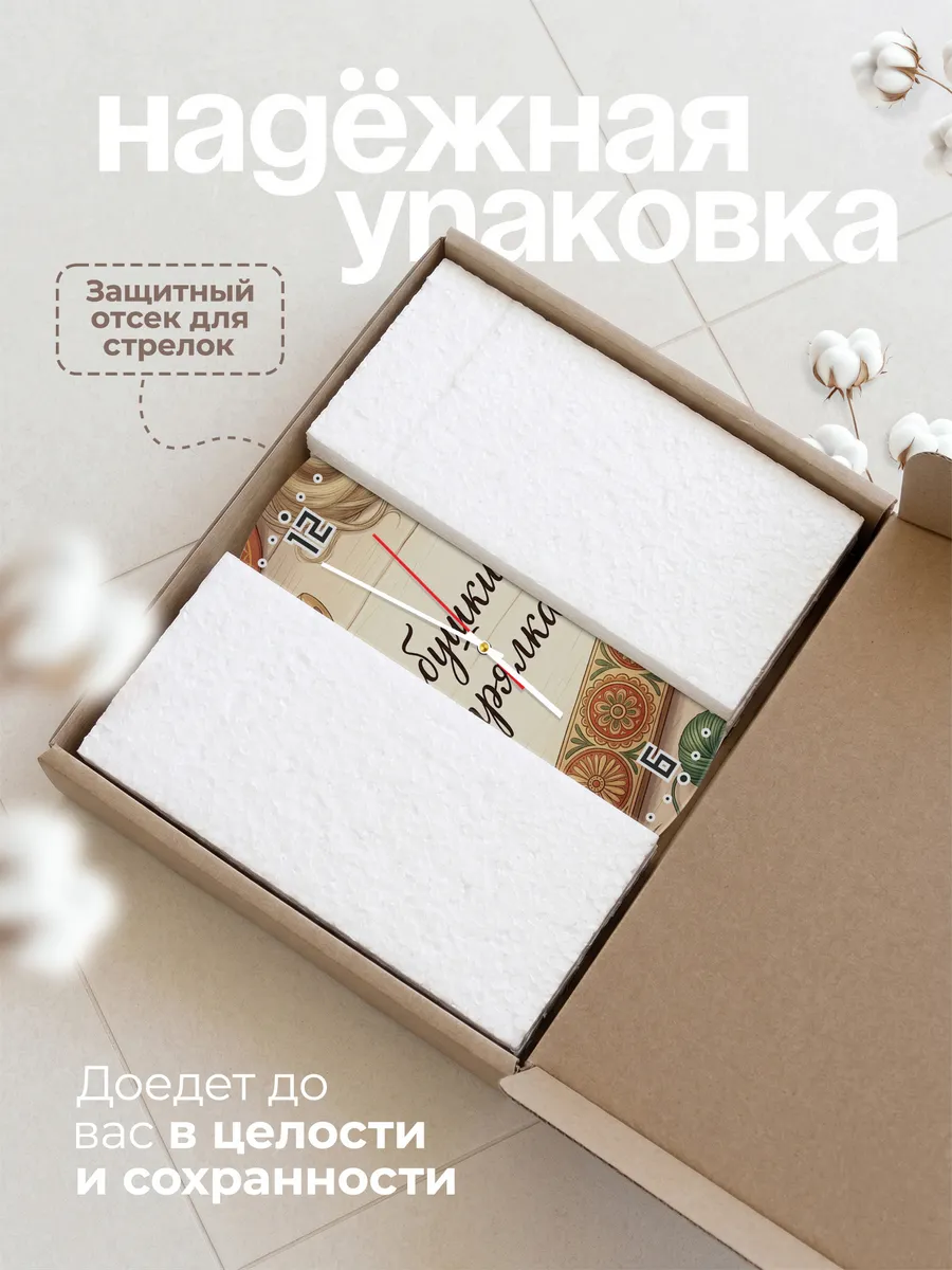 Часы настенные бесшумные Бабушкина прялка 33 см — фото 9