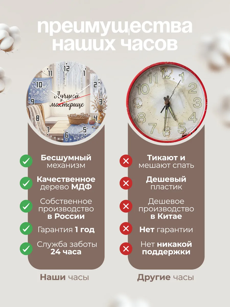 Часы настенные бесшумные Лучшей мастерице 33 см — фото 10