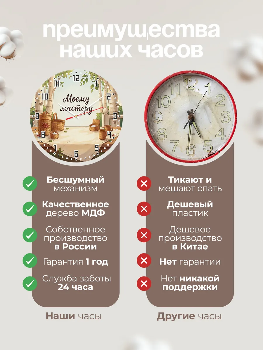 Часы настенные бесшумные Моему мастеру 33 см — фото 10