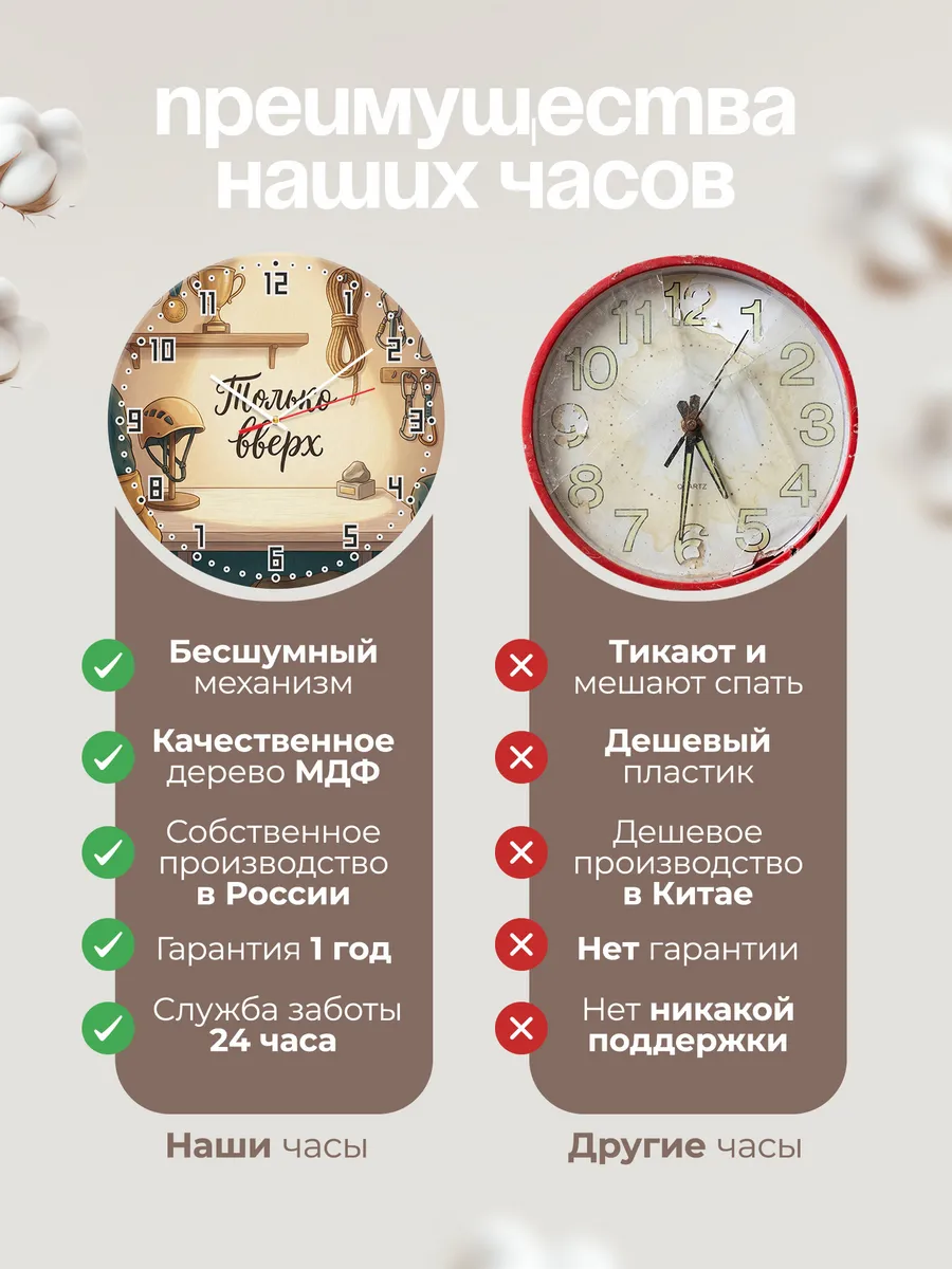 Часы настенные бесшумные Только вверх подарок тренеру 33 см — фото 10