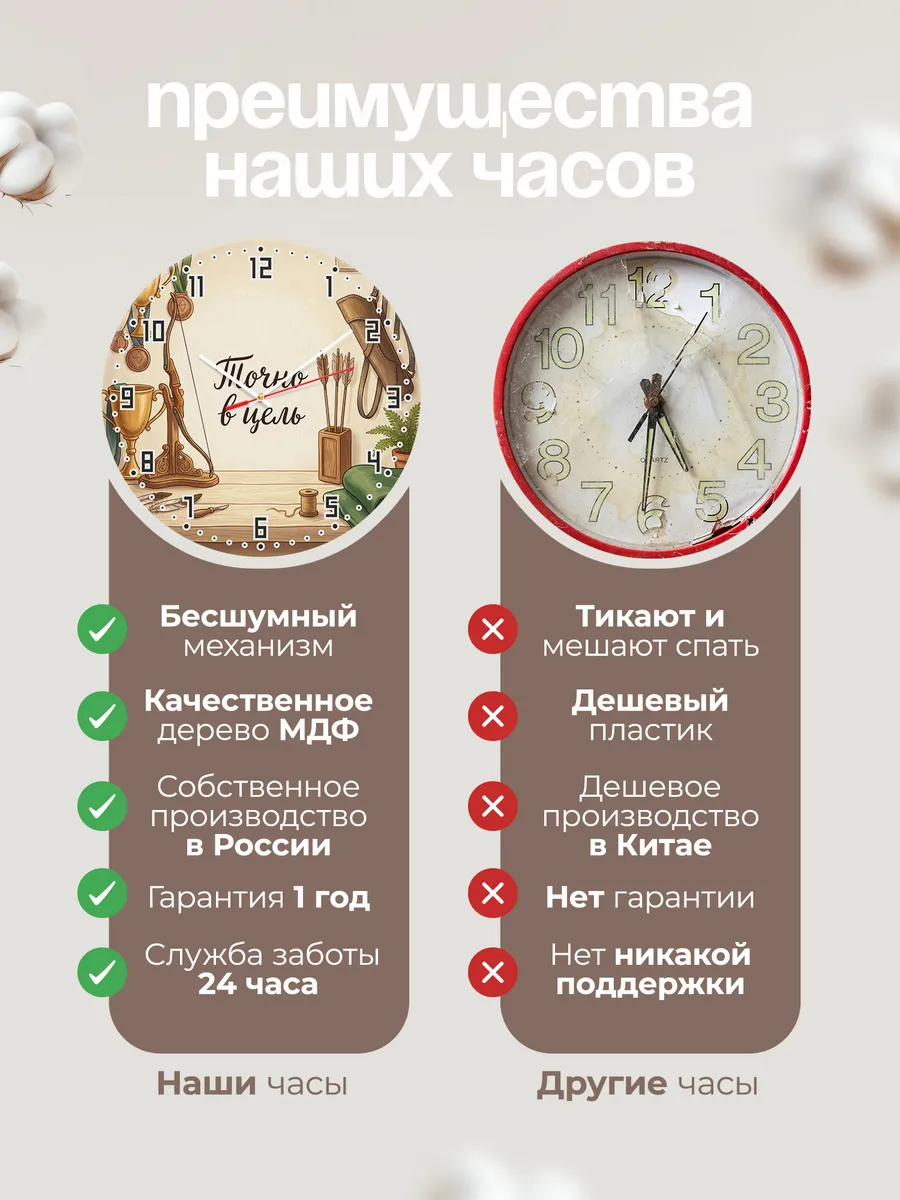 Часы настенные бесшумные Точно в цель Стрельба из Лука 33 см — фото 10