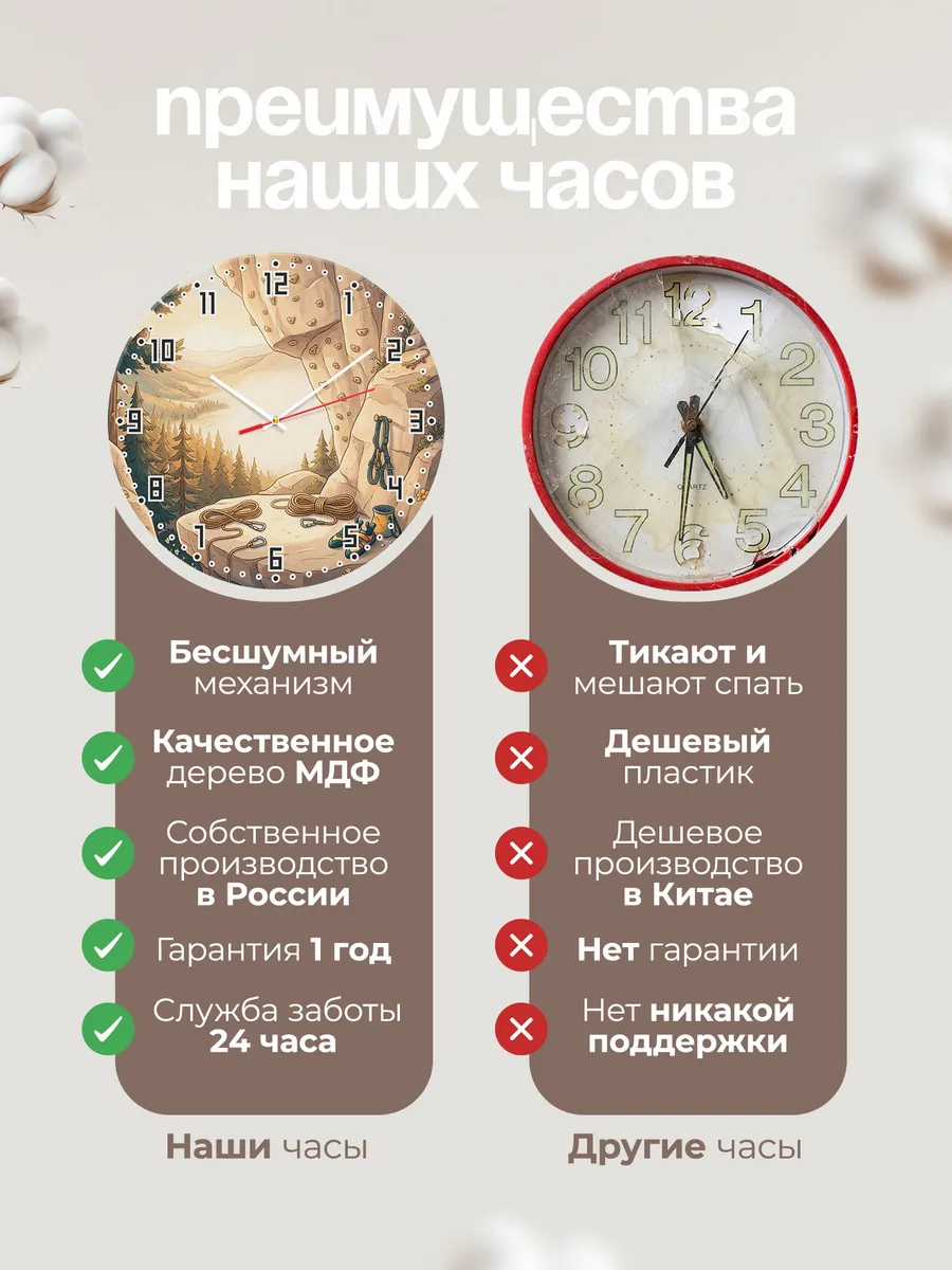 Часы настенные бесшумные Скалолазание подарок другу 33 см — фото 10