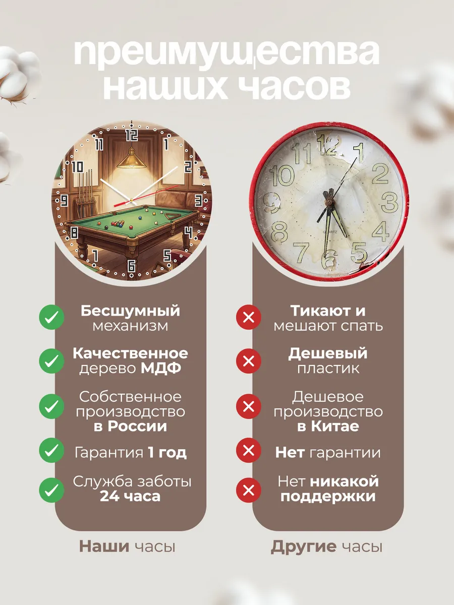 Часы настенные бесшумные Бильярд подарок бильярдисту 33 см — фото 10
